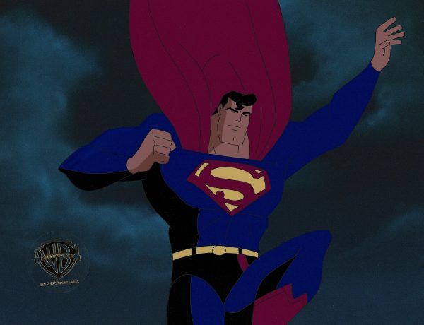 Superman The Animated Series Original Production Cel with Matching Drawing: Superman For Discount