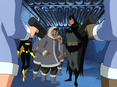 The New Batman Adventures Original Production Cel on Original Background: Batman, Batgirl, Doctors For Sale