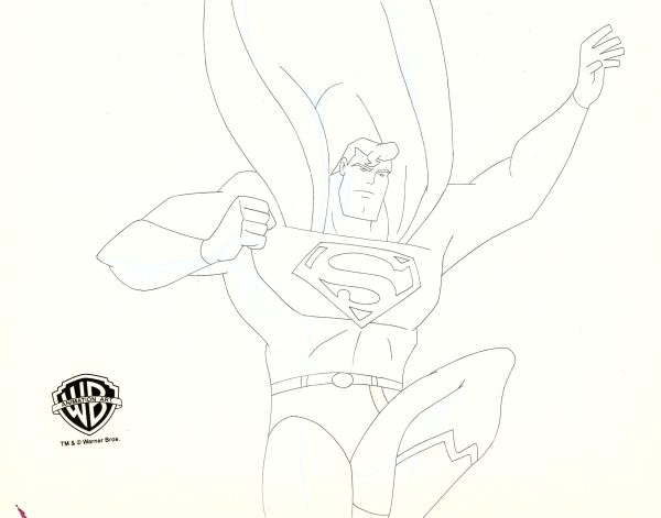 Superman The Animated Series Original Production Cel with Matching Drawing: Superman For Discount