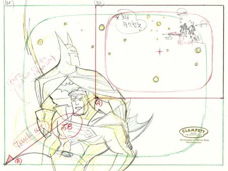 Justice League Original Production Drawing: Batman, Superman Discount