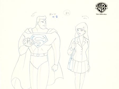 Superman The Animated Series Original Production Drawing: Superman, Lois For Sale