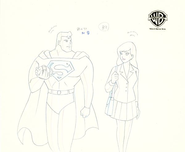 Superman The Animated Series Original Production Drawing: Superman, Lois For Sale